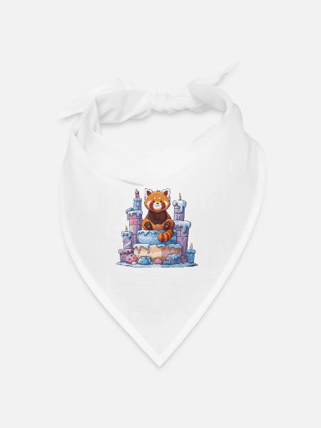 Roter Panda auf Eis-Torte - Bandana Dreieckstuch - Weiß