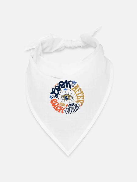 Augenmotiv - Bandana Dreieckstuch - Weiß