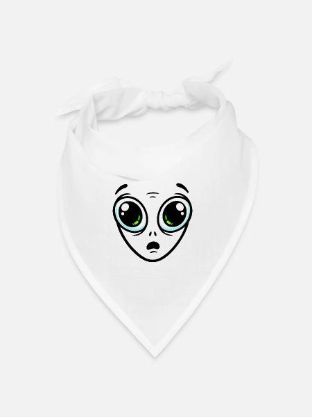 Großäugiger Außerirdischer - Bandana Dreieckstuch - Weiß