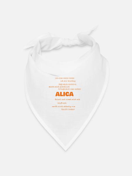 Spruch Alica - Bandana Dreieckstuch - Weiß