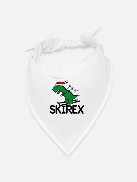 Skirex T-Rex Skifahren Dinosaurier Tyrannosaurus Ski Wortspiel - Bandana Dreieckstuch - Weiß