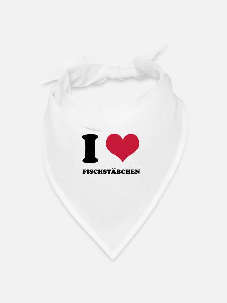 I Love Fischstäbchen - Bandana Dreieckstuch - Weiß