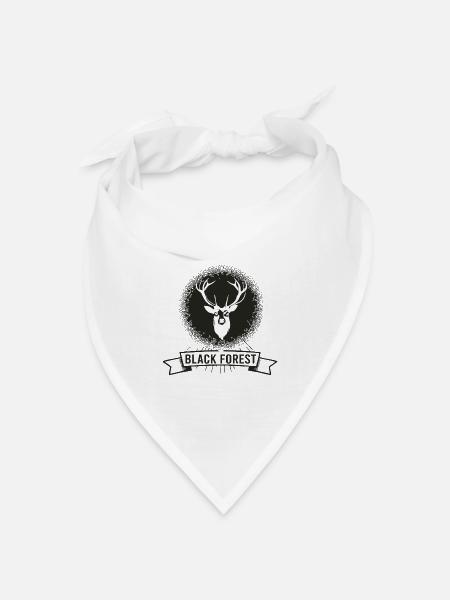 Dunkler Wald Hirsch Motiv - Bandana Dreieckstuch - Weiß