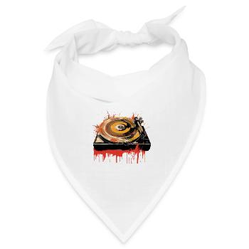 Vinyl Schallplatte Platte LP Plattenspieler Retro - Bandana Dreieckstuch - Weiß - Vorne