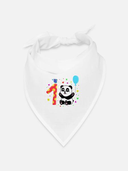 Erster Geburtstag 1. Jahr Panda süßes Geschenk - Bandana Dreieckstuch - Weiß