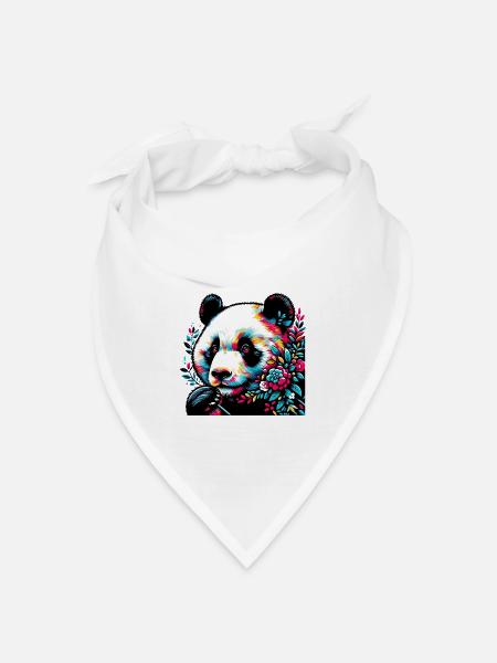 Panda - Bandana Dreieckstuch - Weiß