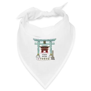Tokyo, Japan, Kanda Myojin, Torii, Zeichnung - Bandana Dreieckstuch - Weiß - Vorne
