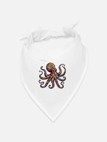 Krake - Bandana Dreieckstuch - Weiß