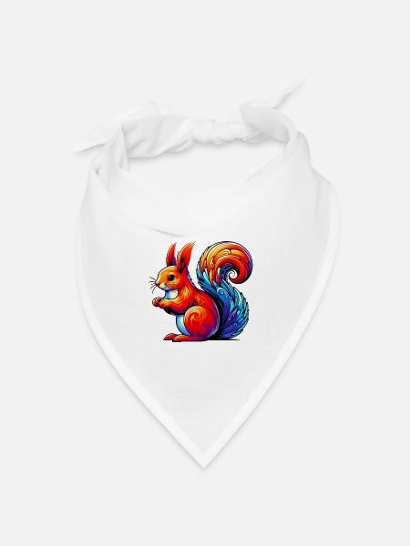 Eichhörnchen - Bandana Dreieckstuch - Weiß