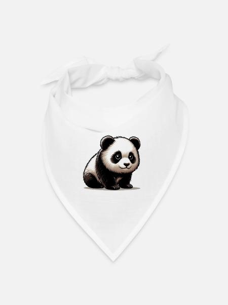 Panda - Bandana Dreieckstuch - Weiß