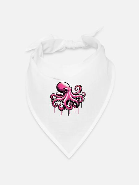 Krake - Bandana Dreieckstuch - Weiß