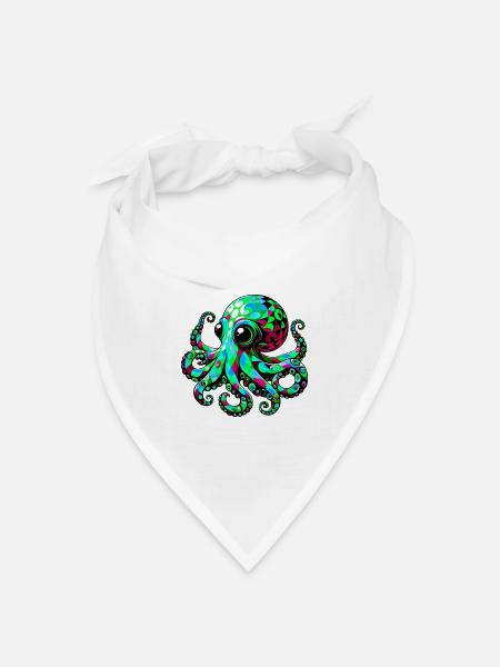 Krake - Bandana Dreieckstuch - Weiß