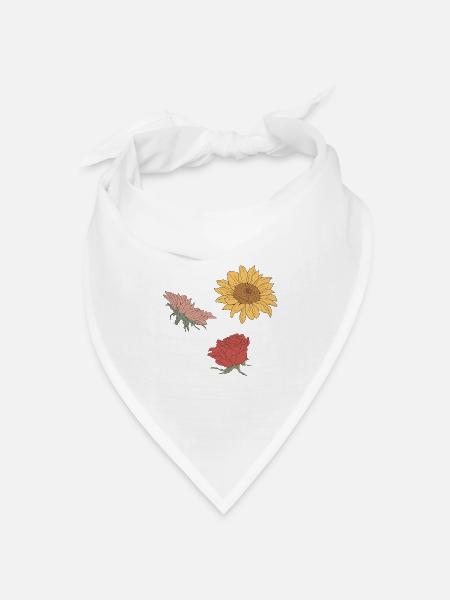 Blumen - Bandana Dreieckstuch - Weiß