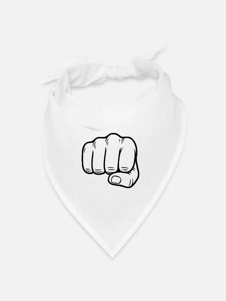 Faust Handzeichen – Fist Symbol - Bandana Dreieckstuch - Weiß