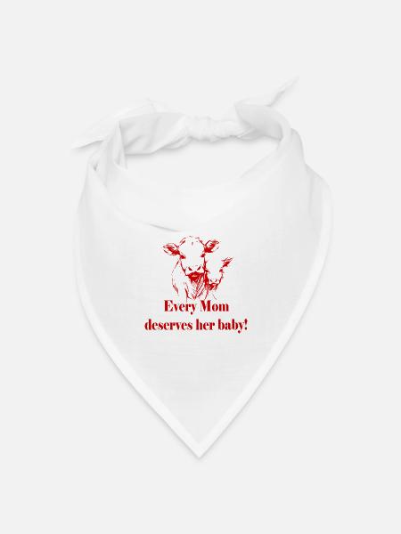 Tierschutz - Kuh + Baby - Bandana Dreieckstuch - Weiß