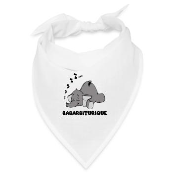 Schlafender Elefant mit dem Titel Babarbituric - Bandana Dreieckstuch - Weiß - Vorne
