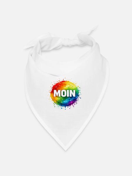 Moin im Regenbogenwasserfall - Bandana Dreieckstuch - Weiß