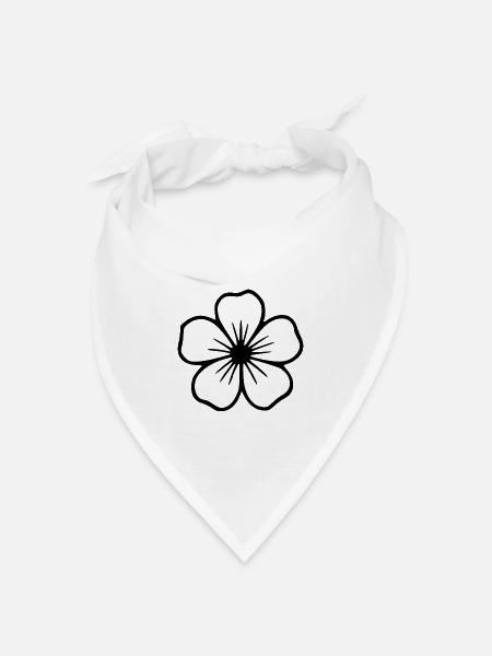 Hibiskus Blume schwarz Blume Hibiscus Hawaii Blüte - Bandana Dreieckstuch - Weiß