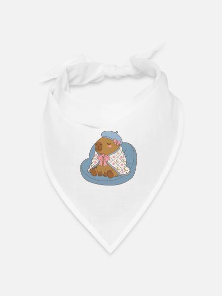 Niedliche Kapybara im Mondstern-Umhang – Babywear-Kunst - Bandana Dreieckstuch - Weiß