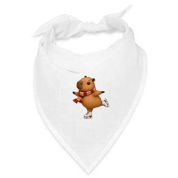Capybara beim Eislaufen  - Bandana Dreieckstuch - Weiß - Vorne
