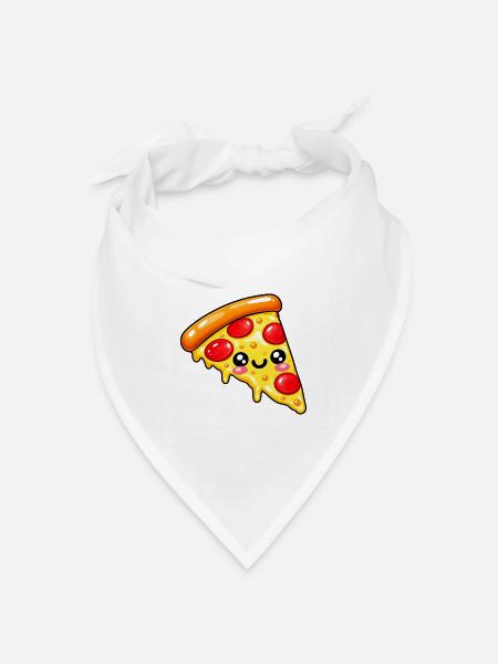 Kawaii Pizza Slice Cartoon - Bandana Dreieckstuch - Weiß