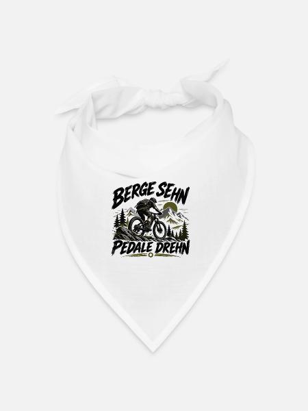 Berge sehn - Pedale drehn - für MTB Fahrer - Bandana Dreieckstuch - Weiß