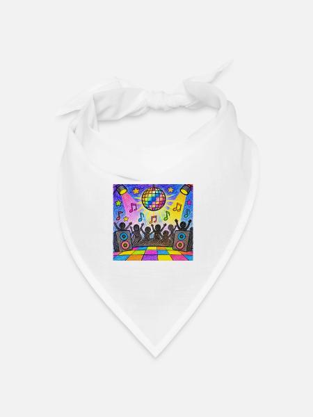 Bunte Disco-Party – Retro-Tanzfläche - Bandana Dreieckstuch - Weiß
