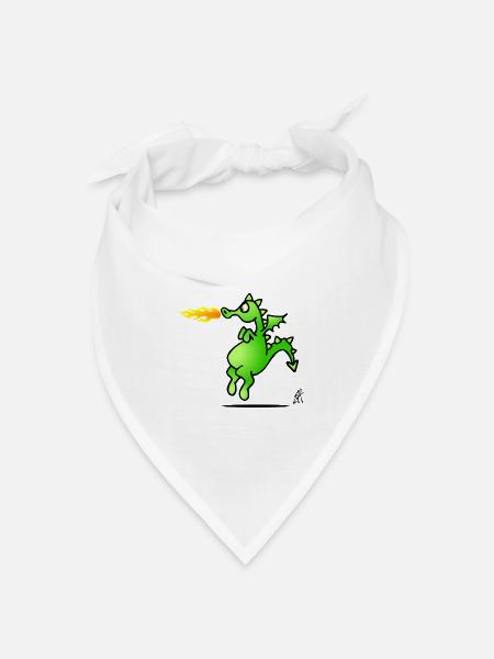 Drachen - Bandana Dreieckstuch - Weiß