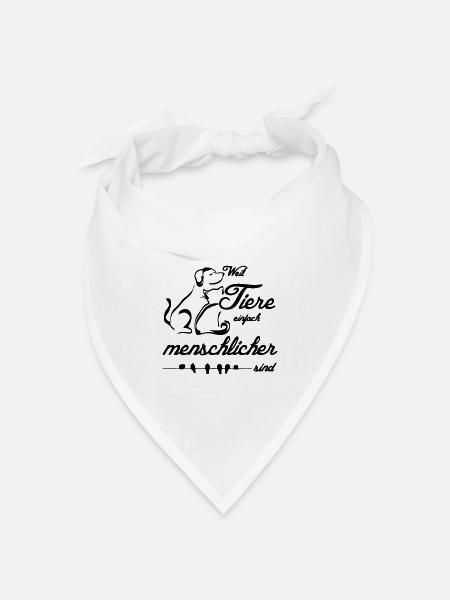 Tiere Menschen Tierfreund Tierschutz Geschenk - Bandana Dreieckstuch - Weiß