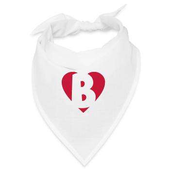 Herz B - I love B - Buchstabe B - Bandana Dreieckstuch - Weiß - Vorne
