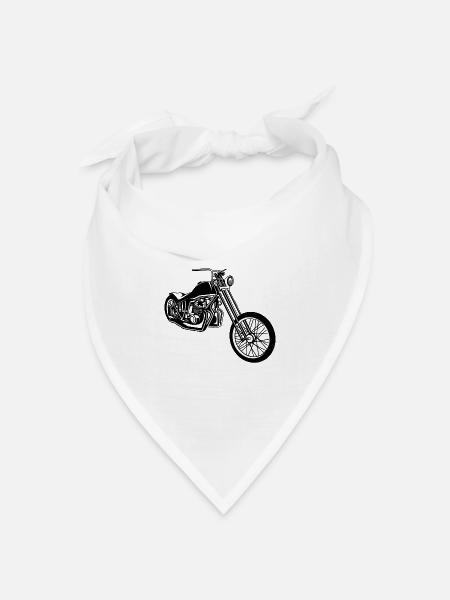 Chopper / Bobber Motorrad 01_schwarz - Bandana Dreieckstuch - Weiß
