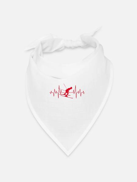 Ich liebe Langlauf Ski fahren Geschenk Herzschlag - Bandana Dreieckstuch - Weiß