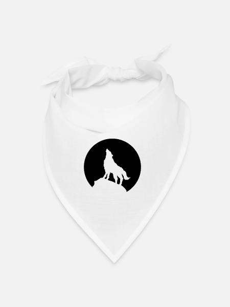 Wolf - Bandana Dreieckstuch - Weiß