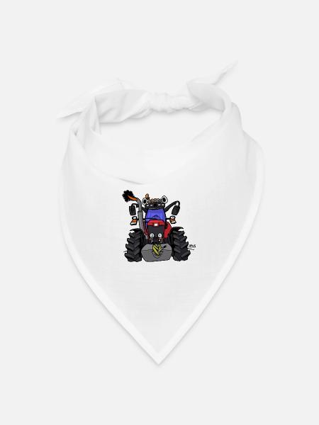 0152 Roter Traktor - Bandana Dreieckstuch - Weiß