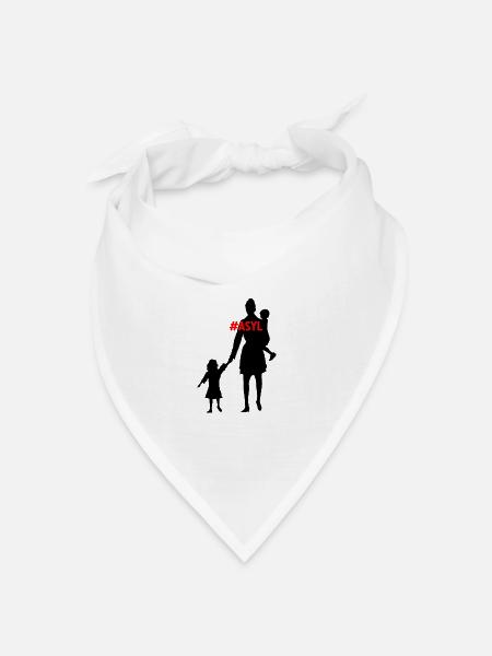 Asyl, Refugees welcome - Bandana Dreieckstuch - Weiß