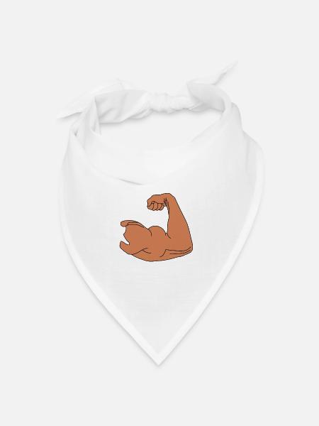 Bizeps - Oberarm - Muskeln - Geschenkidee - Bandana Dreieckstuch - Weiß