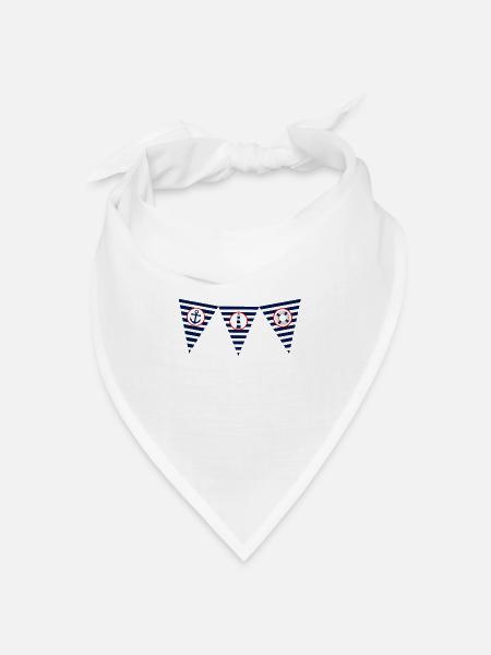 maritim, Meer, Leuchtturm, Flagge, wimpel - Bandana Dreieckstuch - Weiß