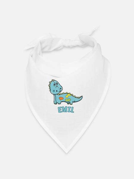 Dinosaurier lustig Kind Emil Geschenk Geburtstag - Bandana Dreieckstuch - Weiß