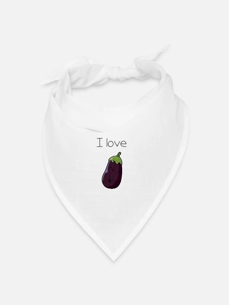 I Love Eggplants Aubergine Lecker Geschenk Idee - Bandana Dreieckstuch - Weiß