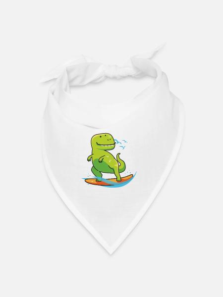 Surfing Dinousaur Holiday Shirt Geschenk - Bandana Dreieckstuch - Weiß
