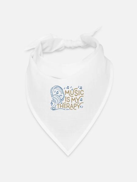 Die Musik ist meine Therapy Leben - Bandana Dreieckstuch - Weiß