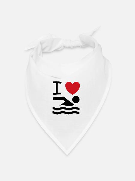 I Love Schwimmen Spruch Geschenk Idee - Bandana Dreieckstuch - Weiß