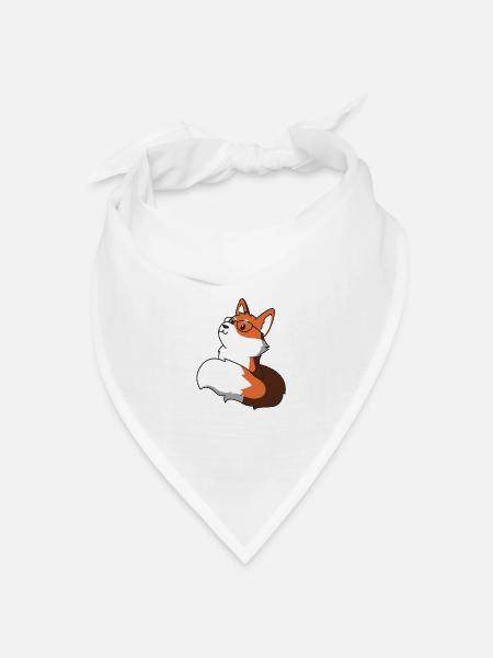 Schlauer Fuchs mit Brille Geschenk idee nerd idee - Bandana Dreieckstuch - Weiß