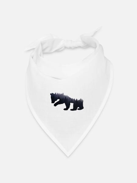 Bär Wald Natur - Geschenk - Bandana Dreieckstuch - Weiß