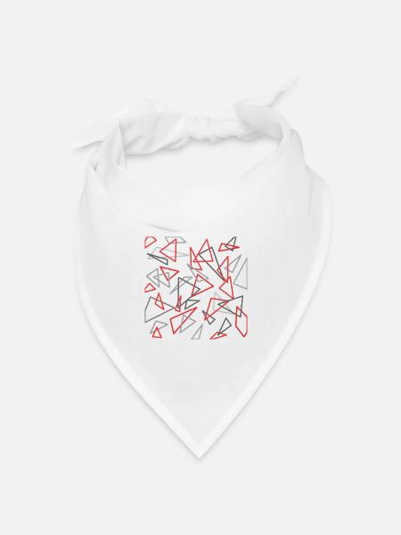 Dreieck Design rot/grau - Bandana Dreieckstuch - Weiß