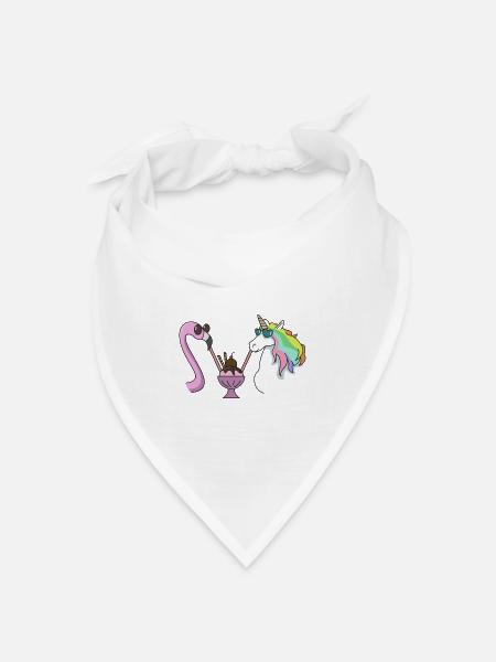 Flamingo Einhorn Eisbecher Geschenk Sommer Eis - Bandana Dreieckstuch - Weiß