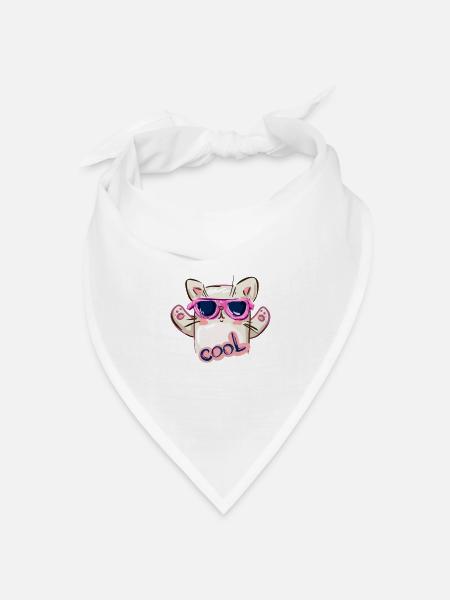 Katze mit Sonnenbrille und cooler Nachricht - Bandana Dreieckstuch - Weiß