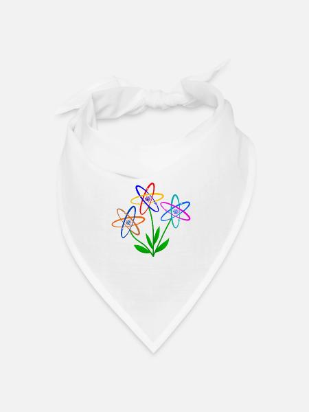 flower power, Atom, Atomkern, Blumen Atomenergie - Bandana Dreieckstuch - Weiß