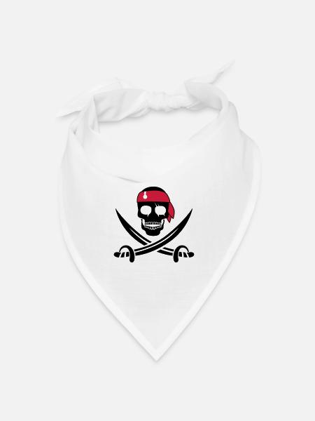 Piraten Totenkopf - Bandana Dreieckstuch - Weiß