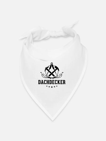 Dachdecker Schriftzug, Zunftzeichen - Bandana Dreieckstuch - Weiß